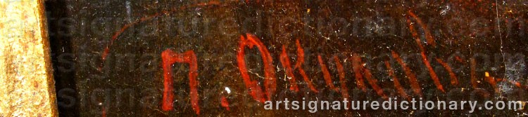 Authentic signature by Pyotr Timofeevich OKULOV on  artwork