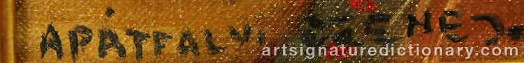 Authentic signature by Czene Janos APATFALVI on  artwork