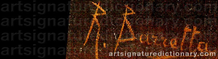 Authentic signature by R. BARRETTA on  artwork