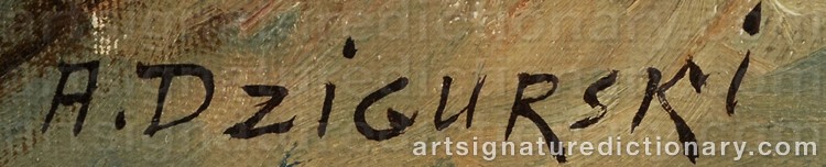 Authentic signature by Alexander DZIGURSKI on Painting/Watercolour artwork