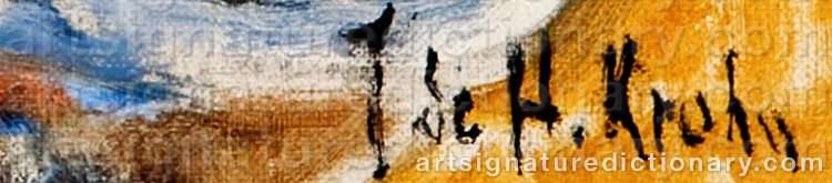 Authentic signature by Julie De Holmberg KROHN on  artwork