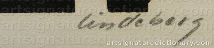 Authentic signature by Lars LINDBERG on  artwork