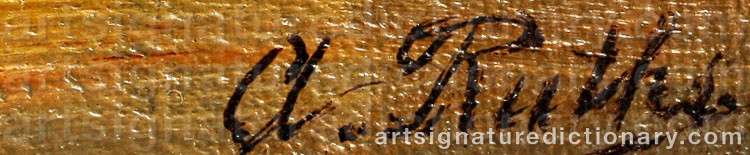 Authentic signature by Amelie RUTHS on artwork