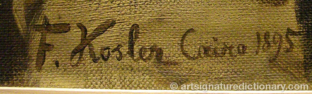 Authentic signature by Franz Von KOSLER on  artwork