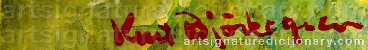 Authentic signature by Kurt BJÖRKEGREN on  artwork
