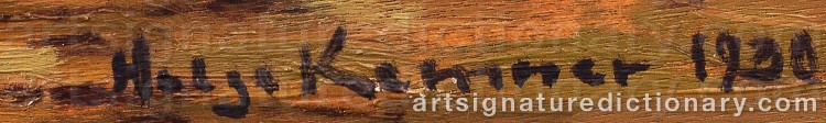 Authentic signature by Helge KEMNER on Painting/Watercolour artwork