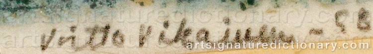 Authentic signature by Voitto Jalmari VIKAINEN on  artwork