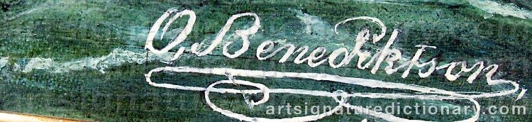 Authentic signature by O BENEDIKTSON on  artwork