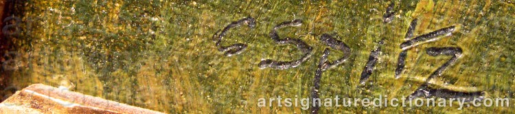 Authentic signature by Charles G. SPITZ on  artwork
