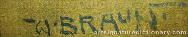 Authentic signature by Wilhelm Hans BRAUN on  artwork