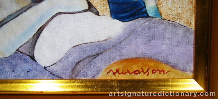 Close-up details showing Axel OLSON signature forgery characteristics