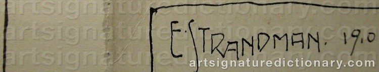 Authentic signature by Erik STRANDMAN on artwork