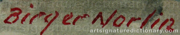 Authentic signature by Birger NORLIN on  artwork