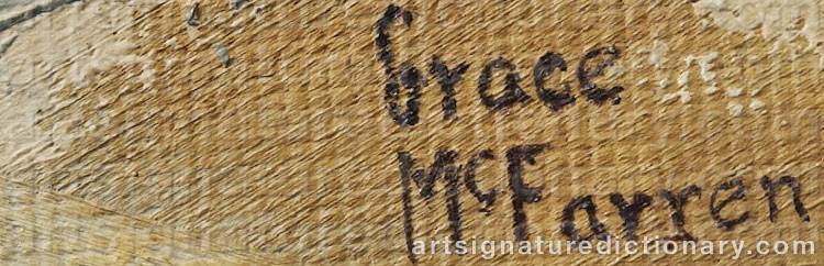 Authentic signature by Grace MCFARREN on  artwork