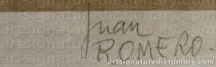 Authentic signature by Juan ROMERO on  artwork