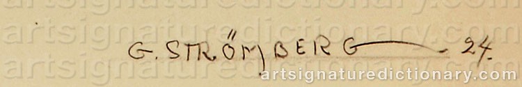 Authentic signature by G. STRÖMBERG on  artwork