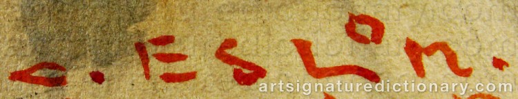 Authentic signature by Osvald ESLON on Painting/Watercolour artwork