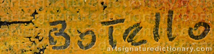 Authentic signature by Angel BOTELLO on  artwork