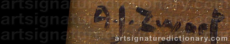 Authentic signature by Adrianus Johannes ‘Arie’ ZWART on Painting/Watercolour artwork