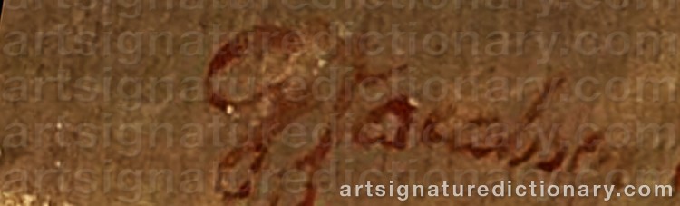 Authentic signature by Georg JACOBSEN on  artwork