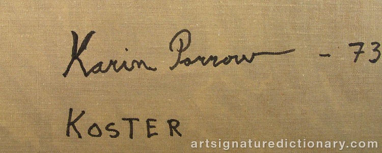 Close-up details showing Karin PARROW signature forgery characteristics