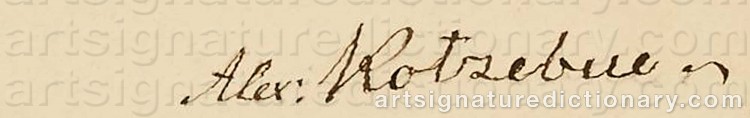 Authentic signature by August Alexander Von KOTZEBUE on Painting/Watercolour artwork