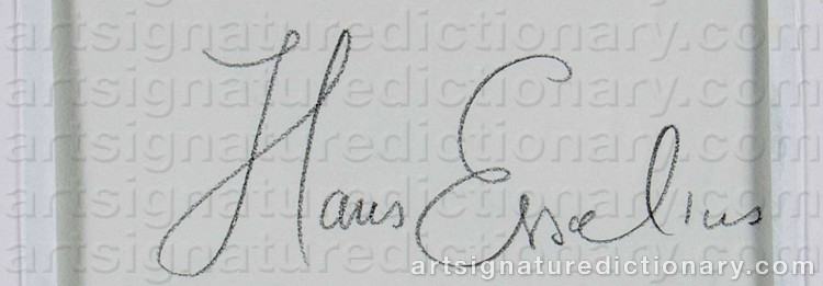 Authentic signature by Hans ESSELIUS on Drawing/Graphic/Print artwork