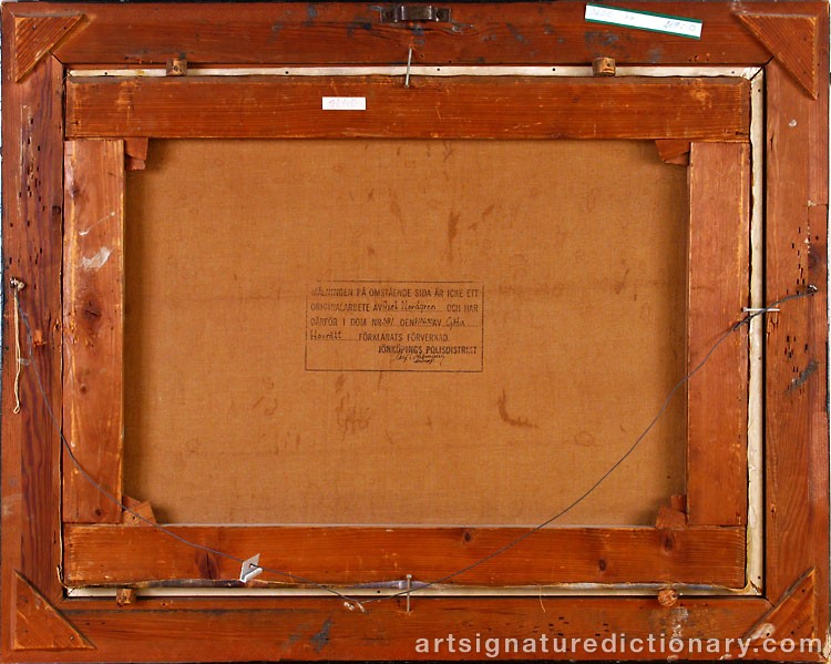 Close-up details showing Axel Wilhelm NORDGREN signature forgery characteristics