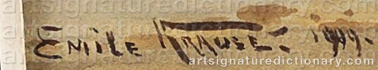Authentic signature by Emil Axel KRAUSE on artwork