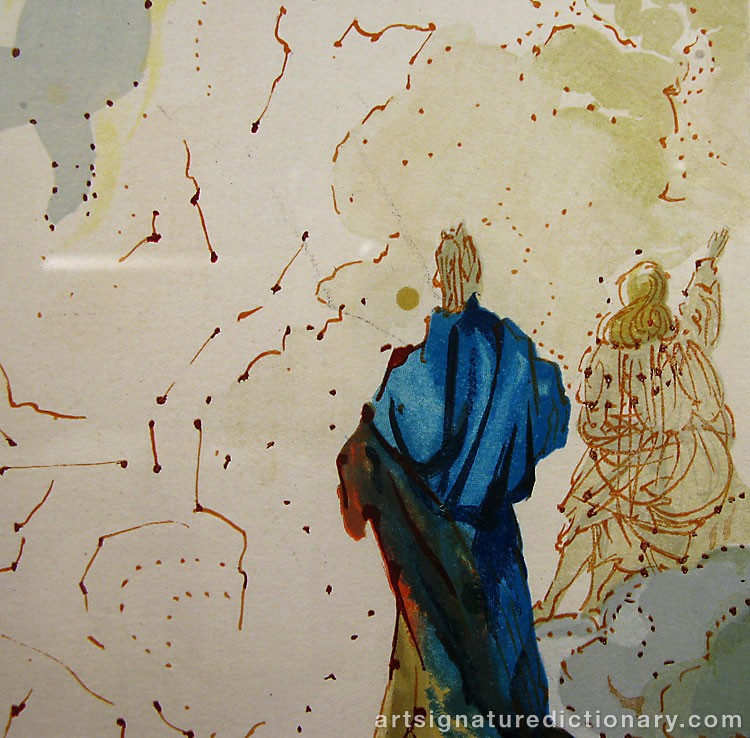 Close-up details showing Salvador DALI signature forgery characteristics