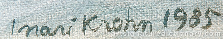 Authentic signature by Inari KROHN on Painting/Watercolour artwork