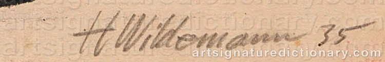 Authentic signature by Heinrich WILDEMANN on  artwork