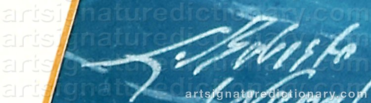 Authentic signature by Luigi ROBERTO on  artwork