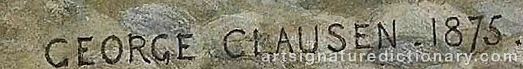 Authentic signature by Sir George CLAUSEN on artwork