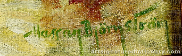 Authentic signature by Hassan BJÖRNSTRÖM on  artwork