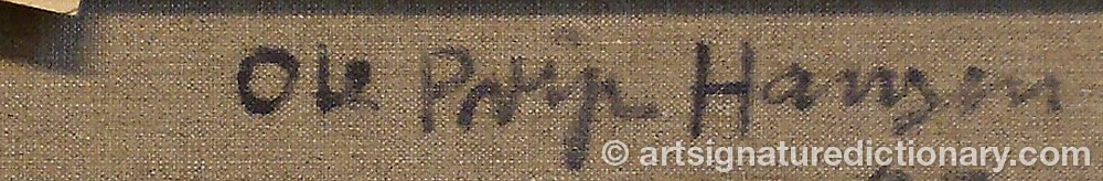 Authentic signature by Ole Prip HANSEN on  artwork