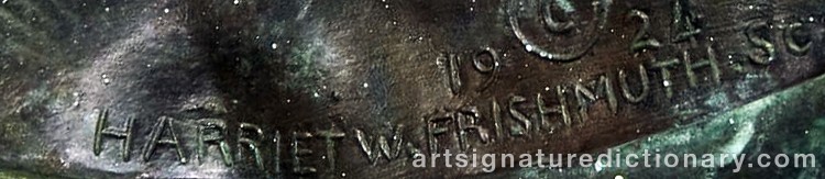 Authentic signature by Harriet Whitney FRISHMUTH on Sculpture artwork