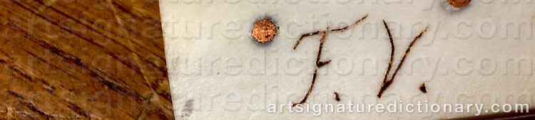 Authentic signature by F V on  artwork