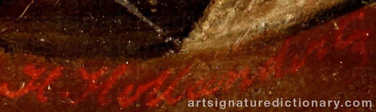 Authentic signature by Hendrik HOLLANDER on  artwork