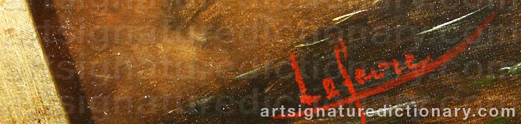 Authentic signature by Jean LEFEVRE on  artwork