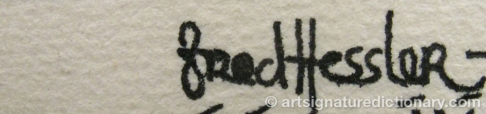 Authentic signature by Fred HESSLER on artwork