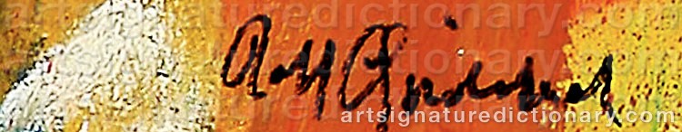 Authentic signature by Rolf GJEDSTED on  artwork