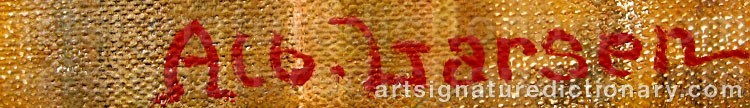 Authentic signature by Albert LARSEN on  artwork