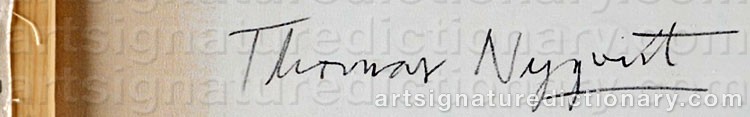 Authentic signature by Thomas NYQVIST on  artwork