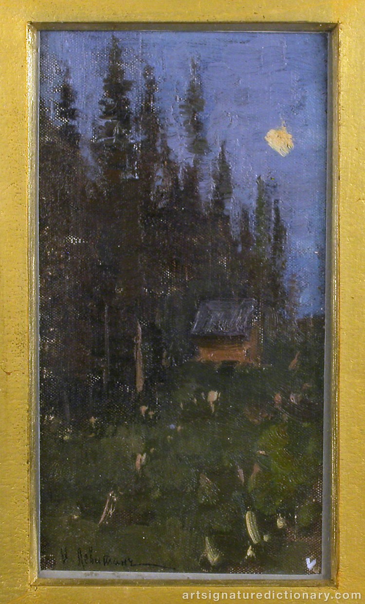 Close-up details showing Isaac Illich LEVITAN signature forgery characteristics