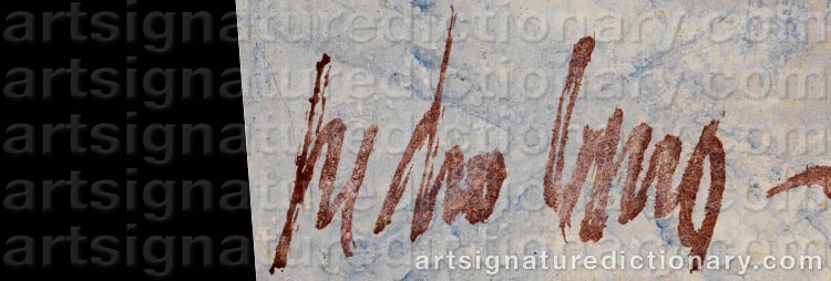 Authentic signature by Pedro CANO on  artwork