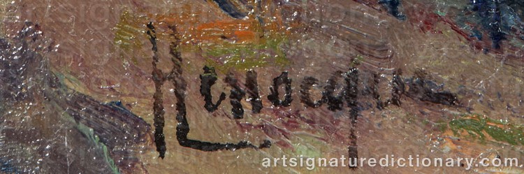 Authentic signature by Narcisse HÉNOCQUE on  artwork