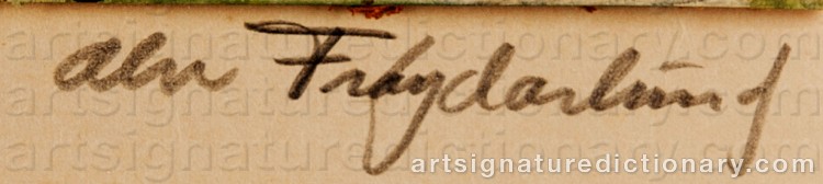 Authentic signature by Alv FRØYDARLUND on  artwork