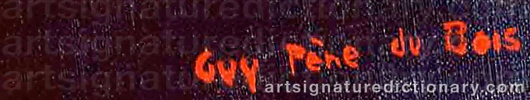 Authentic signature by Guy PENE DU BOIS on  artwork