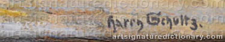 Authentic signature by Harry SCHULTZ on  artwork